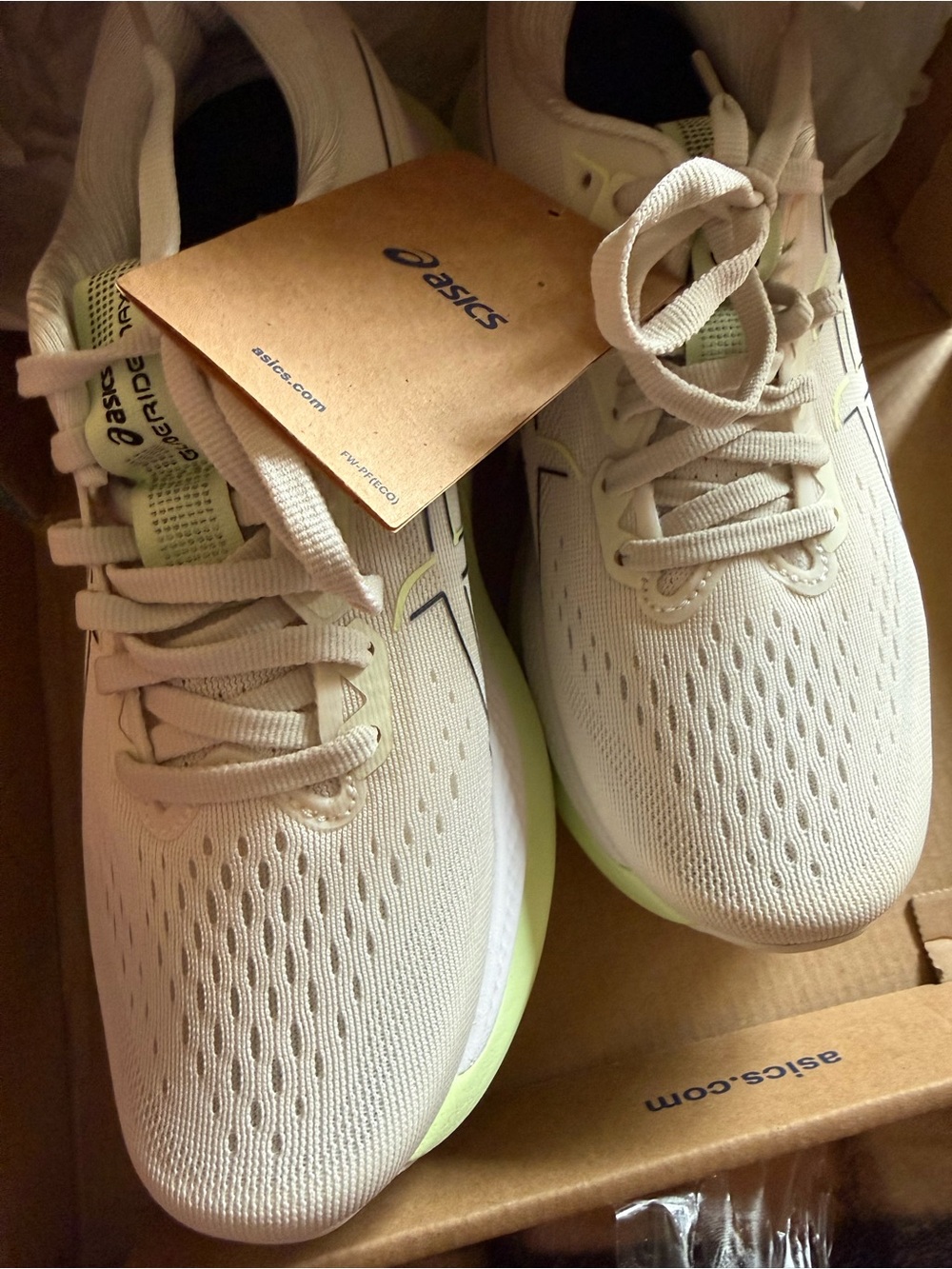 ASICS Women's White Athletic Running Shoes with Lime Accents